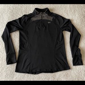 Under Armour Womens Cold Gear 1/4 Zip Pullover Black Gym Workout
